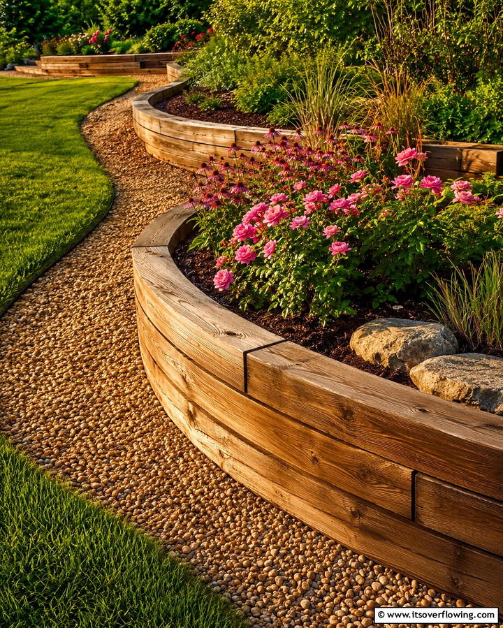 Curved Wooden Retaining Walls - 20 Durable Wood Retaining Wall Ideas for Your Yard