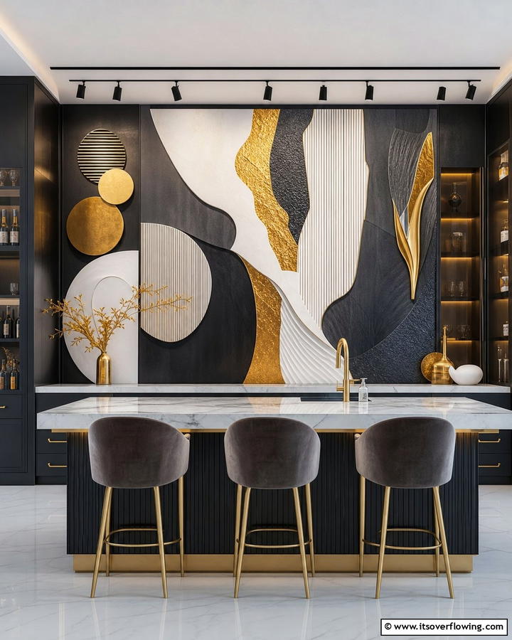 Custom Art Installations - 21 Kitchen Island Back Panel Ideas for Modern Designs