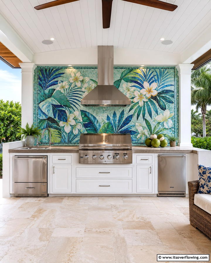 Custom Backsplash - 20 Stylish Lanai Kitchen Ideas for Indoor-Outdoor Living