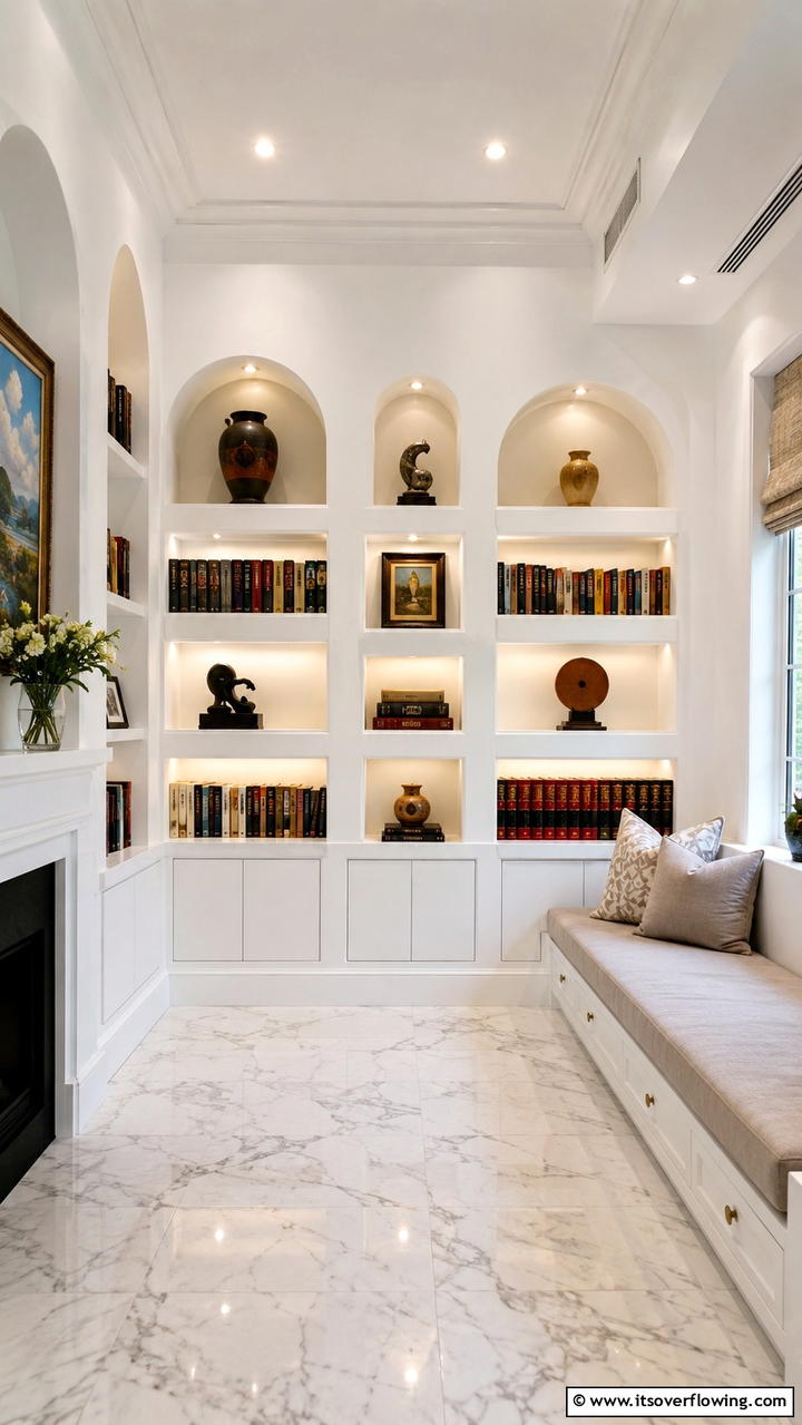 Custom Built In Wall Niches - 30 Bookshelf Organization Ideas for Stylish Order