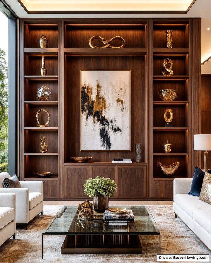 Custom Built Shelving - 25 Luxury Living Room Ideas for a Sophisticated Look