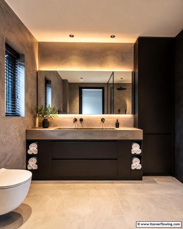 Custom Cabinetry Charm - 30 Black Cabinet Bathroom Ideas for Dramatic Modern Spaces