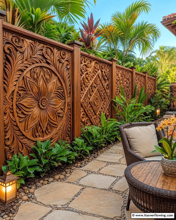 Custom Carved Privacy Fence - 21 Privacy Fence Designs for Secure & Stylish Property Borders
