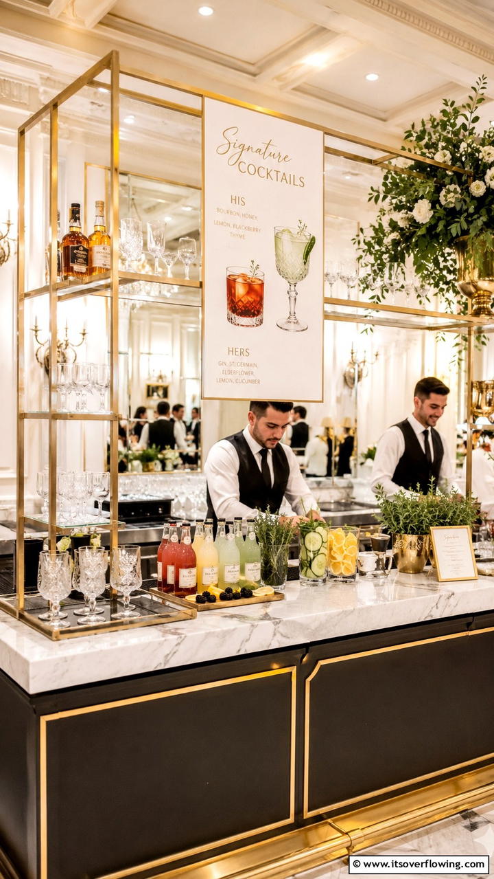 Custom Cocktail Station - 21 Creative Wedding Food Ideas for a Unique Reception Menu