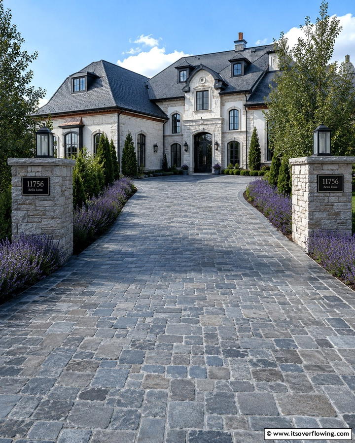 Custom Colored Stamped Driveway - 30 Durable Concrete Driveway Designs to Enhance Curb Appeal
