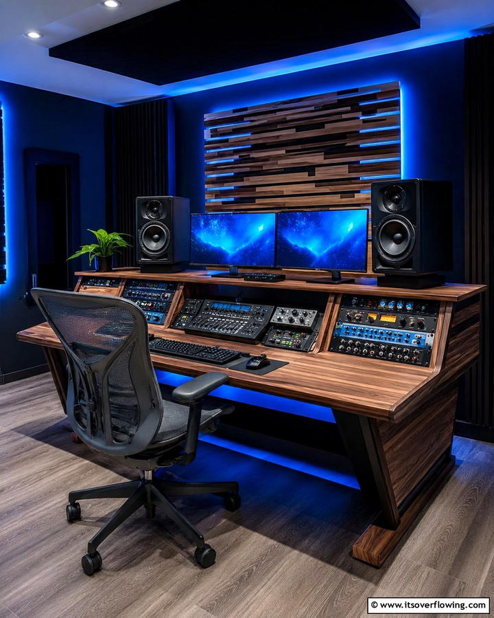 Custom Desk for Music Production - 25 Music Room Ideas to Create the Perfect Sound Space