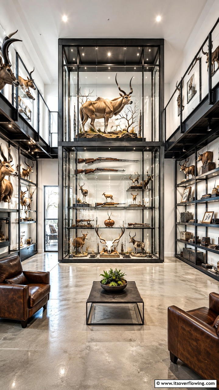 Custom Display Cases - 30 Hunting Trophy Room Ideas for Rustic Decor