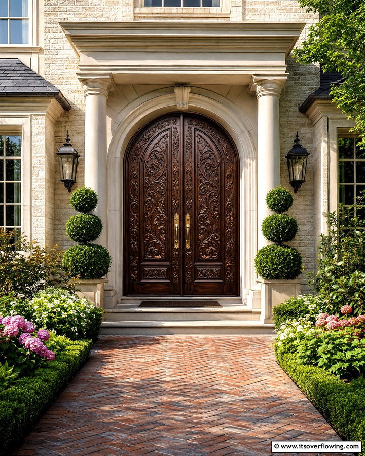 Custom Engravings - 25 Double Front Door Ideas for a Grand Entrance
