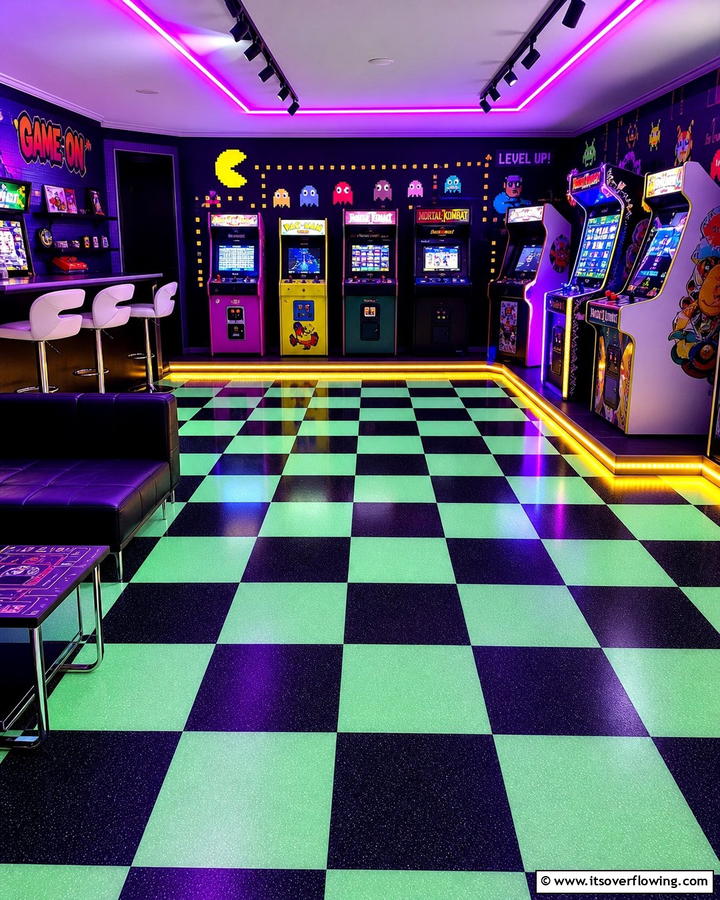 Custom Flooring Designs - 25 Exciting Arcade Room Ideas for Game Lovers