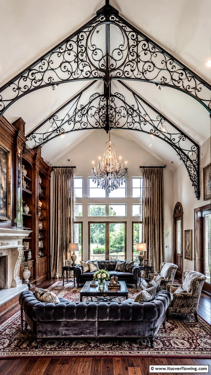 Custom Ironwork Accents - 21 Dramatic Vaulted Ceiling Ideas to Enhance Living Spaces