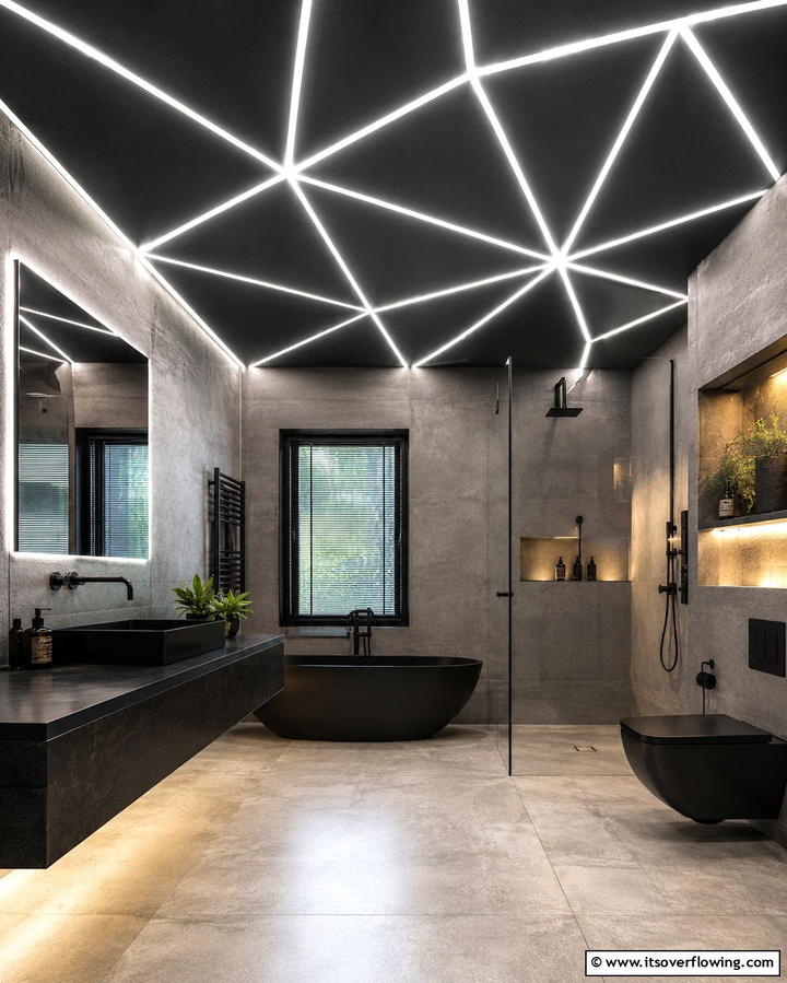 Custom LED Art Installations - 30 Inspiring Bathroom Ceiling Ideas for Modern Homes