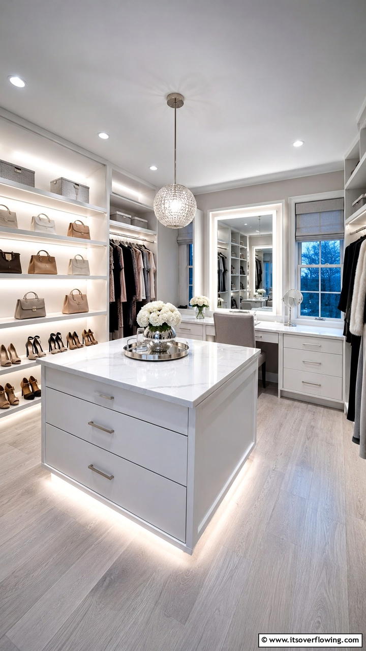 Custom Lighting Zones - 30 Dressing Room Ideas for Organized Luxury