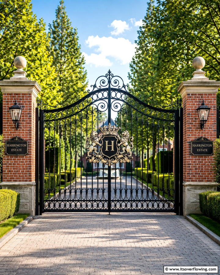 Custom Monogrammed Metal Gate - 25 Metal Garden Gate Ideas to Enhance Your Outdoor Space