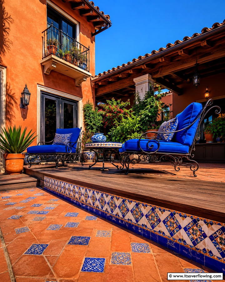 Custom Mosaic Inlays - 30 Stylish Deck Skirting Ideas to Elevate Outdoor Entertaining
