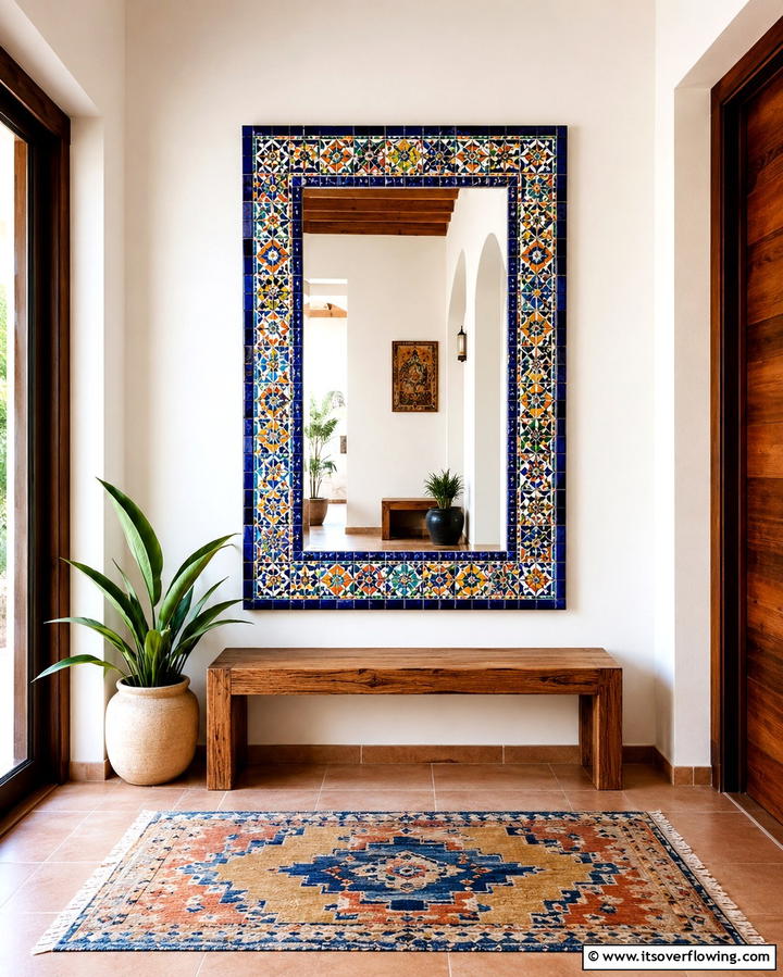 Custom Mosaic Mirror - 30 Statement Entryway Mirror Ideas to Brighten Narrow Spaces