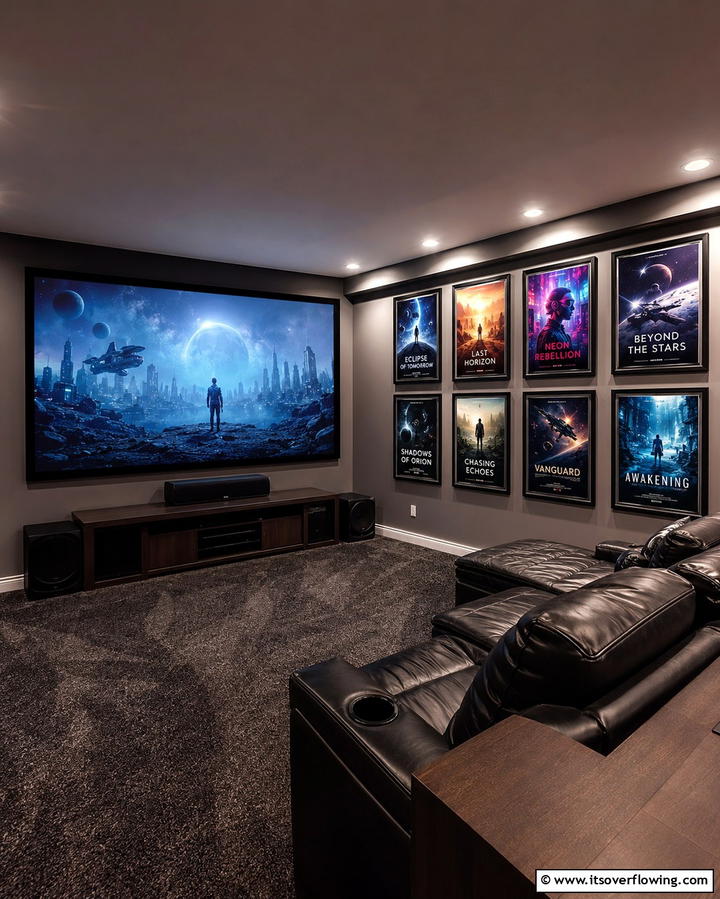 Custom Movie Posters for Personal Touch - 25 Basement Home Theater Ideas for Movie Nights