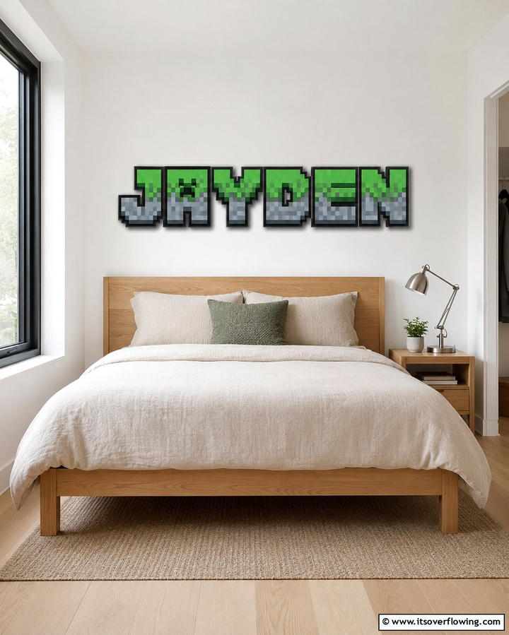 Custom Name Signs - 30 Minecraft Bedroom Ideas for Block-Inspired Fun
