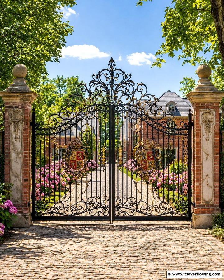 Custom Ornate Decorative Gate - 30 Stylish Driveway Gate Ideas for Curb Appeal