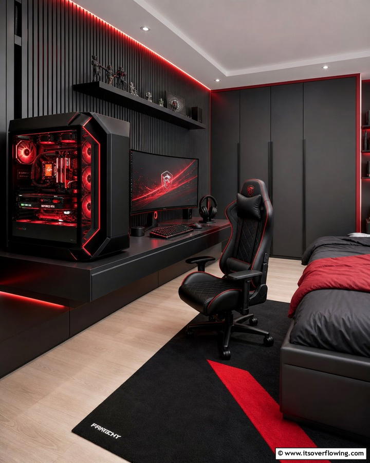 Custom PC Case - 25 Red and Black Gaming Setup Ideas for a Stylish Space