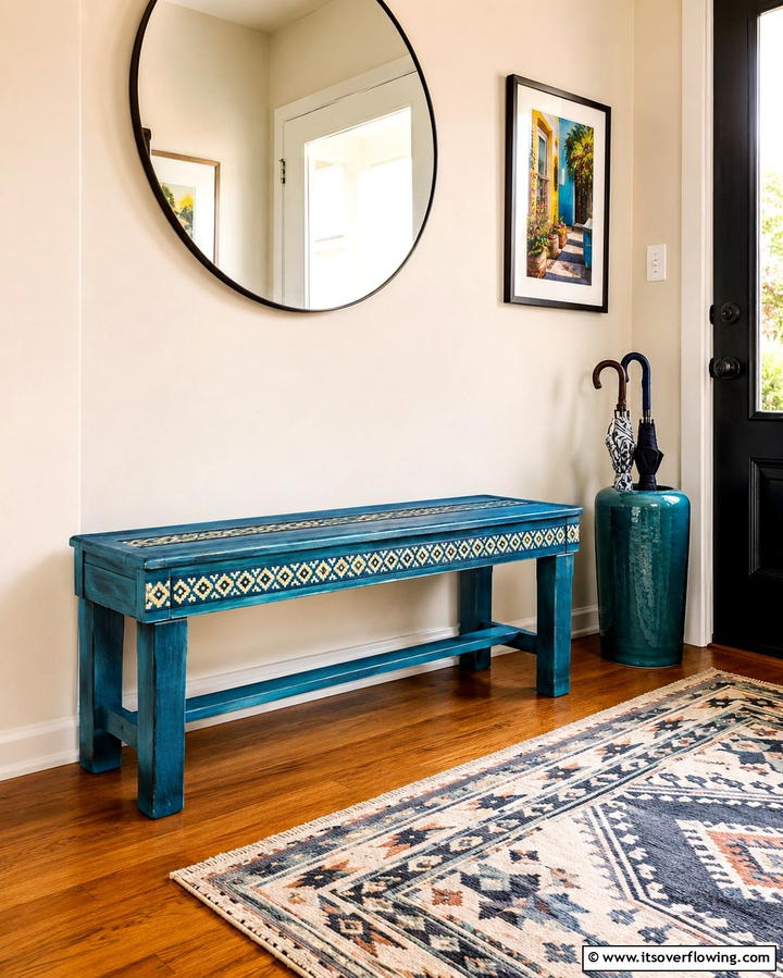 Custom Painted Entry Bench - 30 Functional Entryway Bench Solutions for Organized Homes
