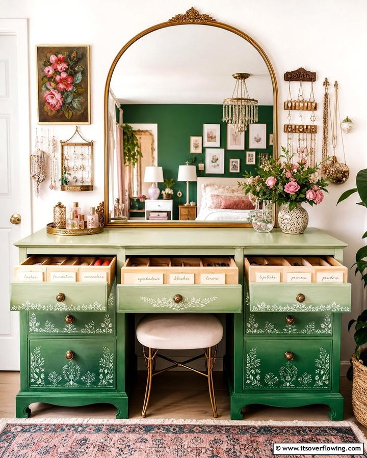 Custom Painted Vanity Cabinet - 30 Stylish Makeup Vanity Ideas for a Functional Beauty Space