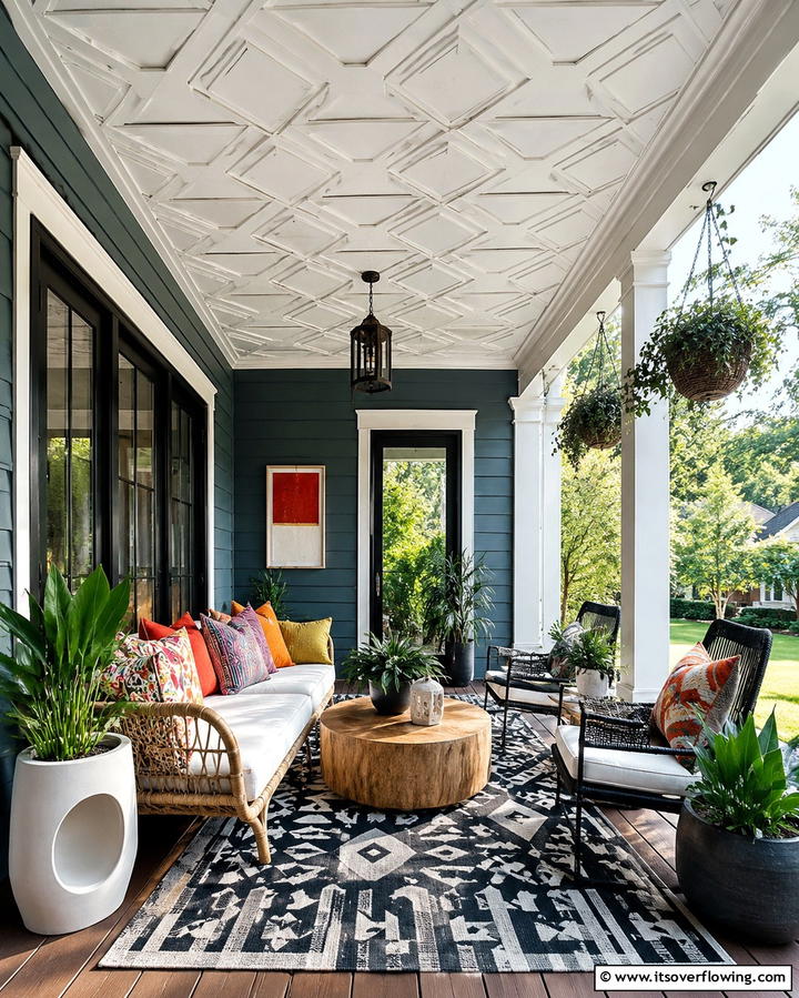 Custom Patterns with Vinyl Panels - 20 Vinyl Porch Ceiling Ideas for a Stunning Outdoor Look