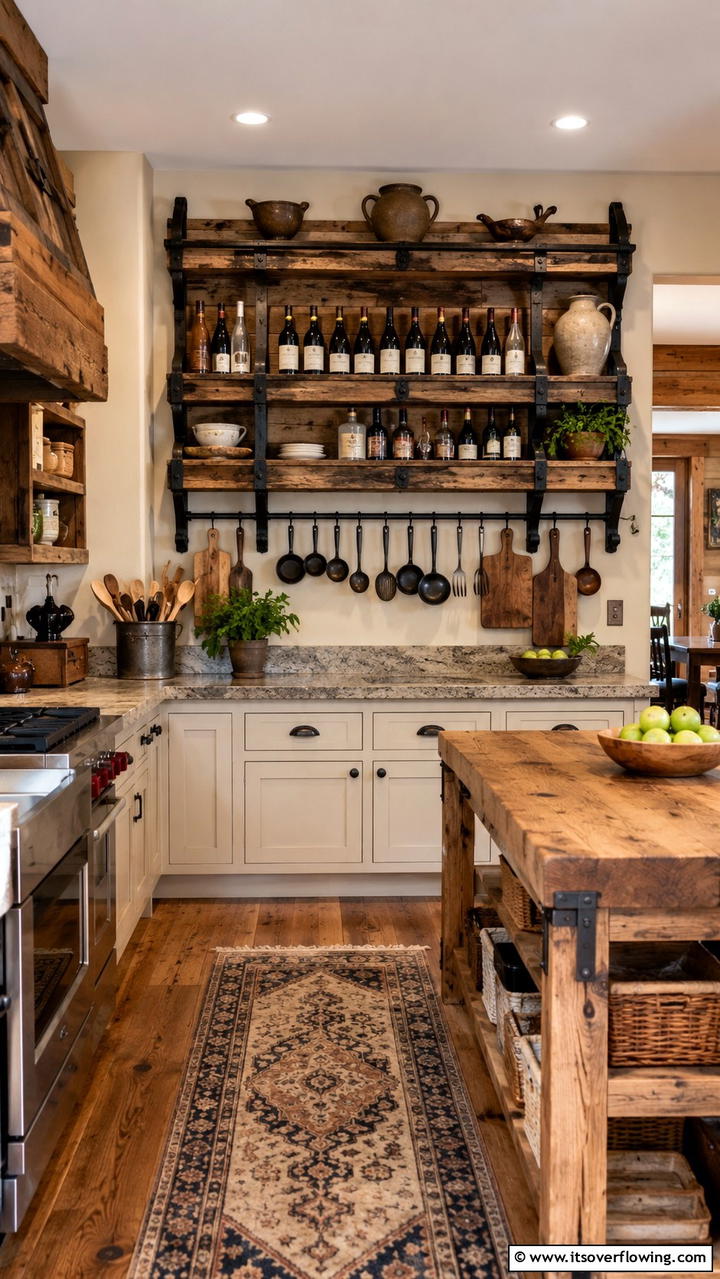 Custom Rustic Wine Rack - 30 Cabin Kitchen Ideas- Rustic and Cozy Cooking Spaces