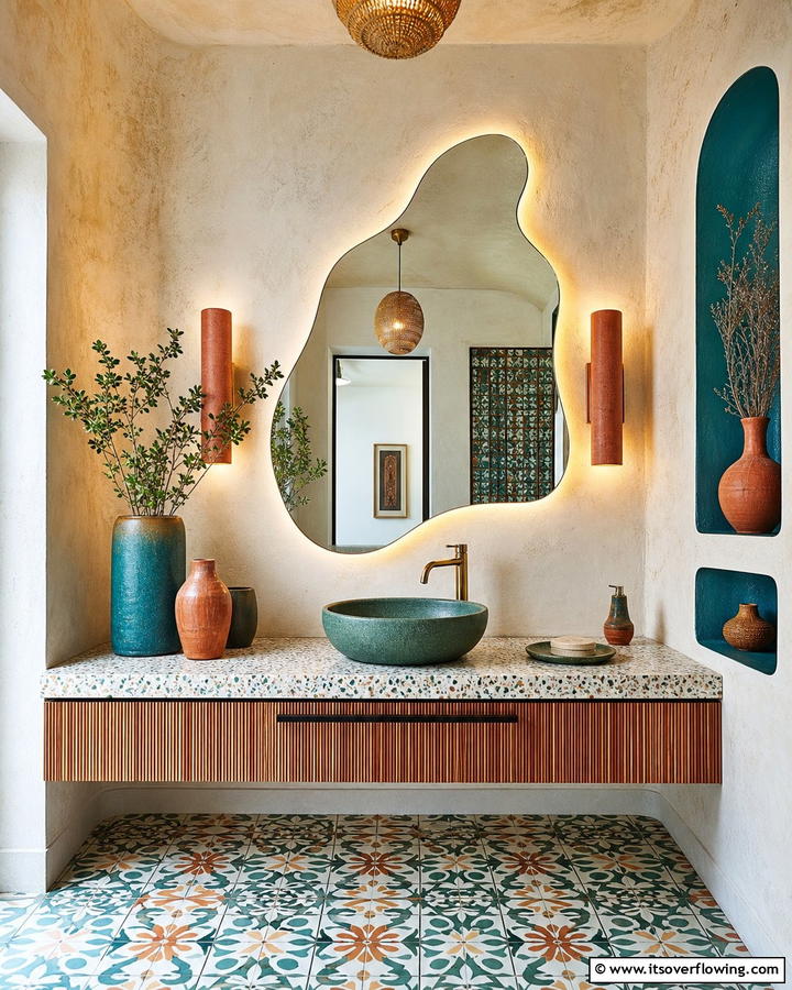 Custom Shaped Artistic Mirror - 21 Stunning Bathroom Mirror Ideas to Enhance Your Vanity Area
