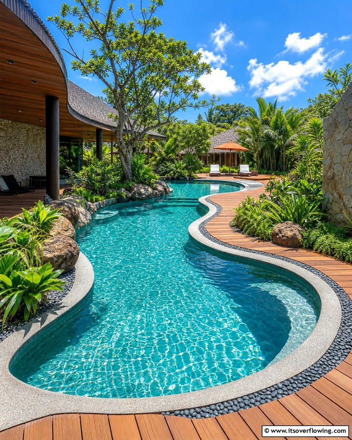 Custom Shaped Water Feature - 21 Stunning Swimming Pool Designs for Backyard Oasis