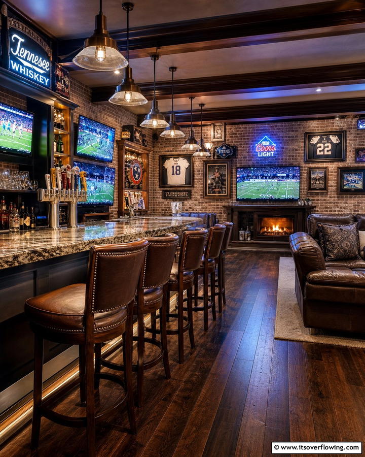 Custom Sports Bar - 20 Luxury Man Cave Ideas for Ultimate Comfort