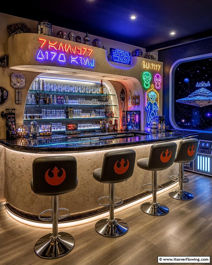 Custom Star Wars Bar Setup - 20 Star Wars Man Cave Ideas for Ultimate Fans