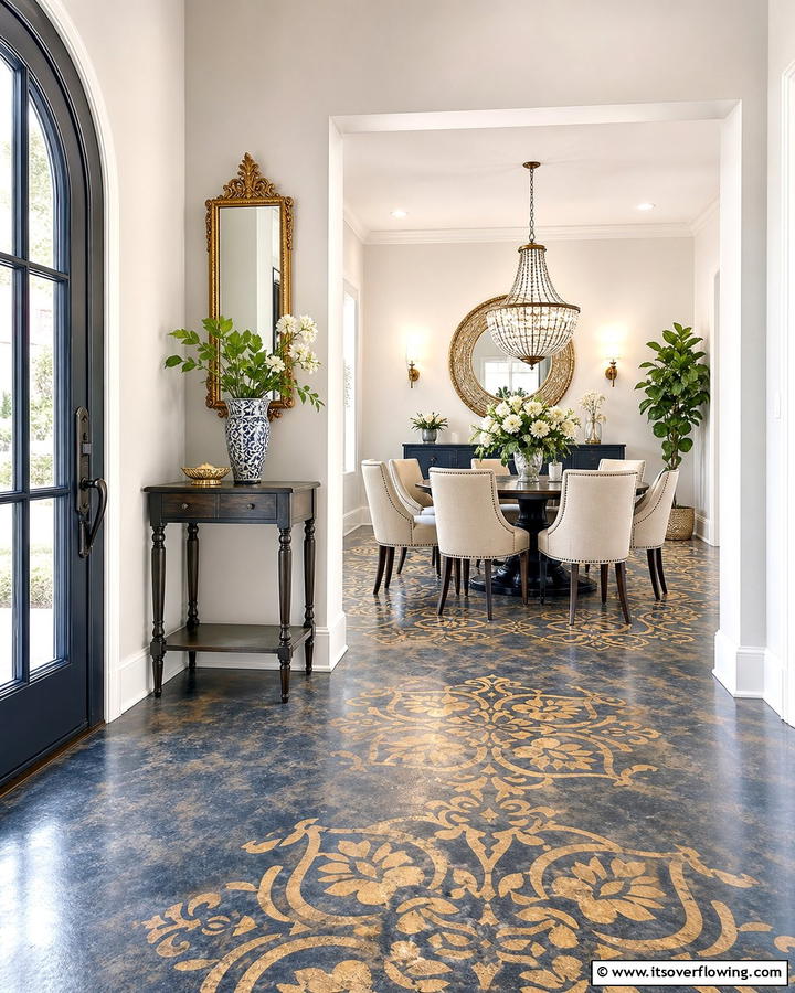 Custom Stencil Patterns - 20 Indoor Concrete Floor Paint Ideas for a Modern Look