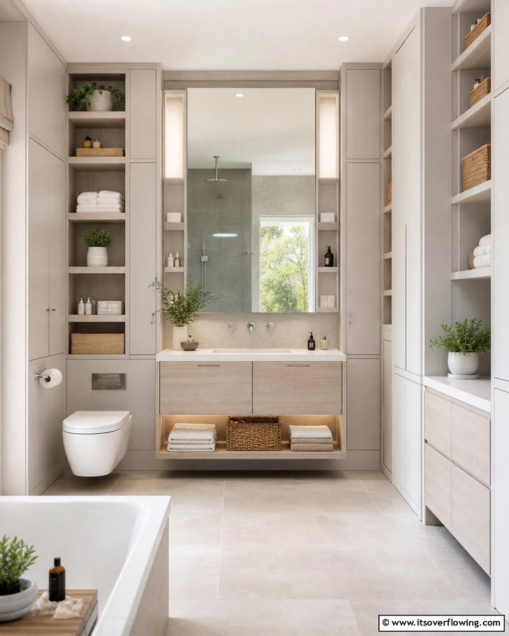 Custom Storage Solutions - 21 Modern Bathroom Ideas for a Luxurious Spa Experience