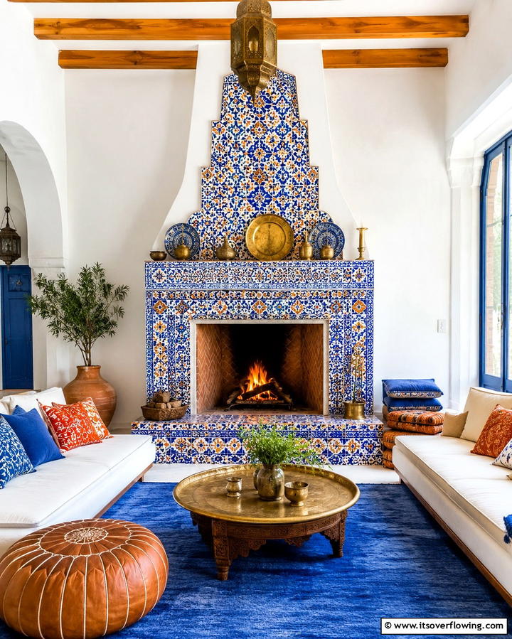 Custom Tile Fireplace - 25 Cozy Living Room Fireplace Ideas for Warmth