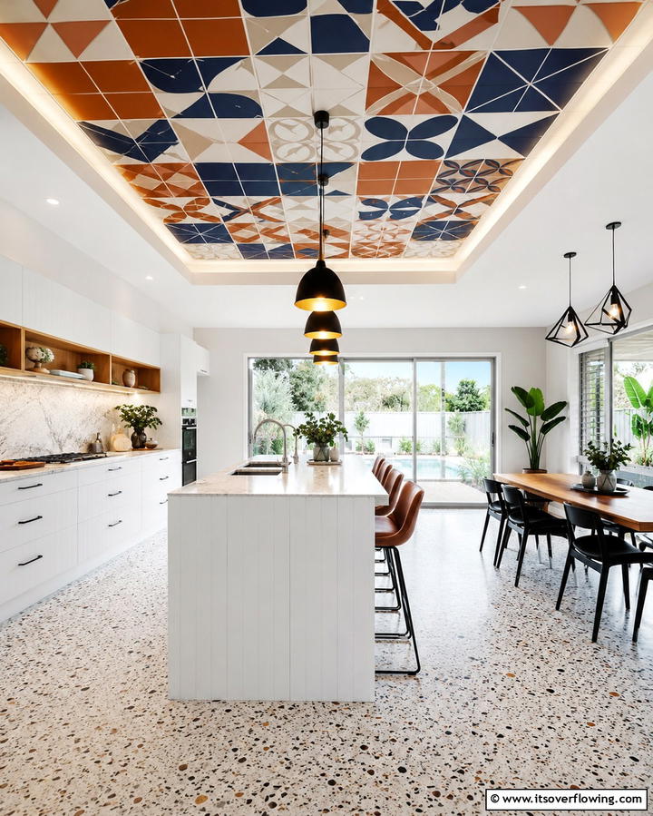 Custom Tile Pop Effect - 30 Pop Ceiling Design Ideas for Modern Home Interiors