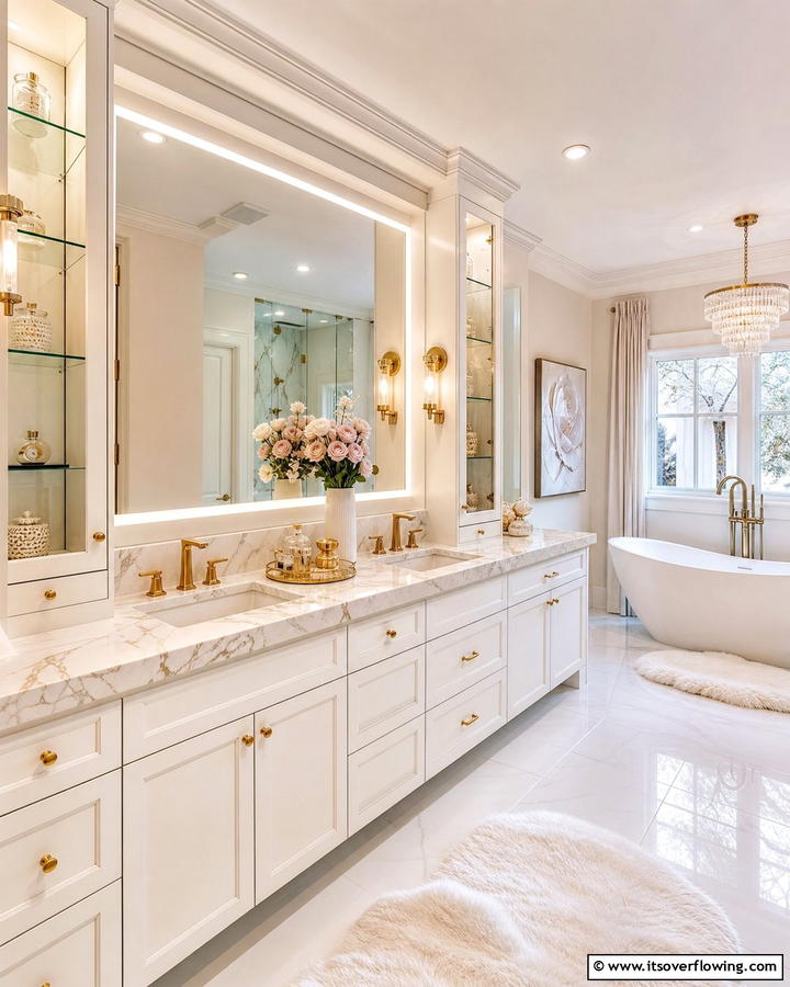 Custom Vanity for Added Luxury - 17 Romantic Bathroom Ideas for a Luxurious Personal Retreat