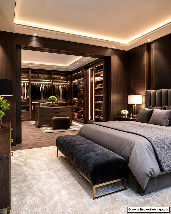 Custom Walk In Closets - 25 Luxury Modern Bedroom Ideas for Ultimate Comfort