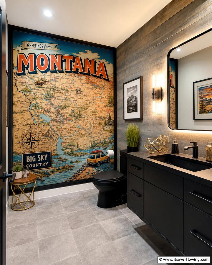 Custom Wall Art - 25 Man Cave Bathroom Ideas for a Unique Space
