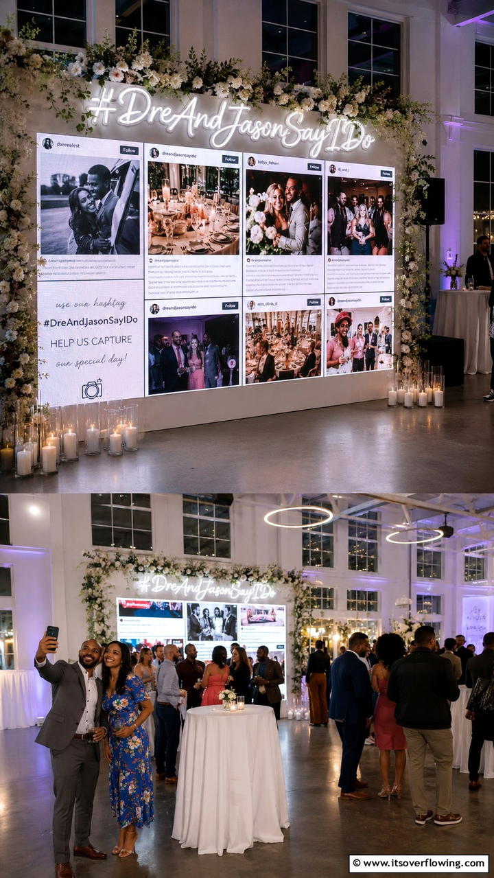 Custom Wedding Hashtag Wall - 21 Unique Wedding Entertainment Ideas to Delight Your Guests