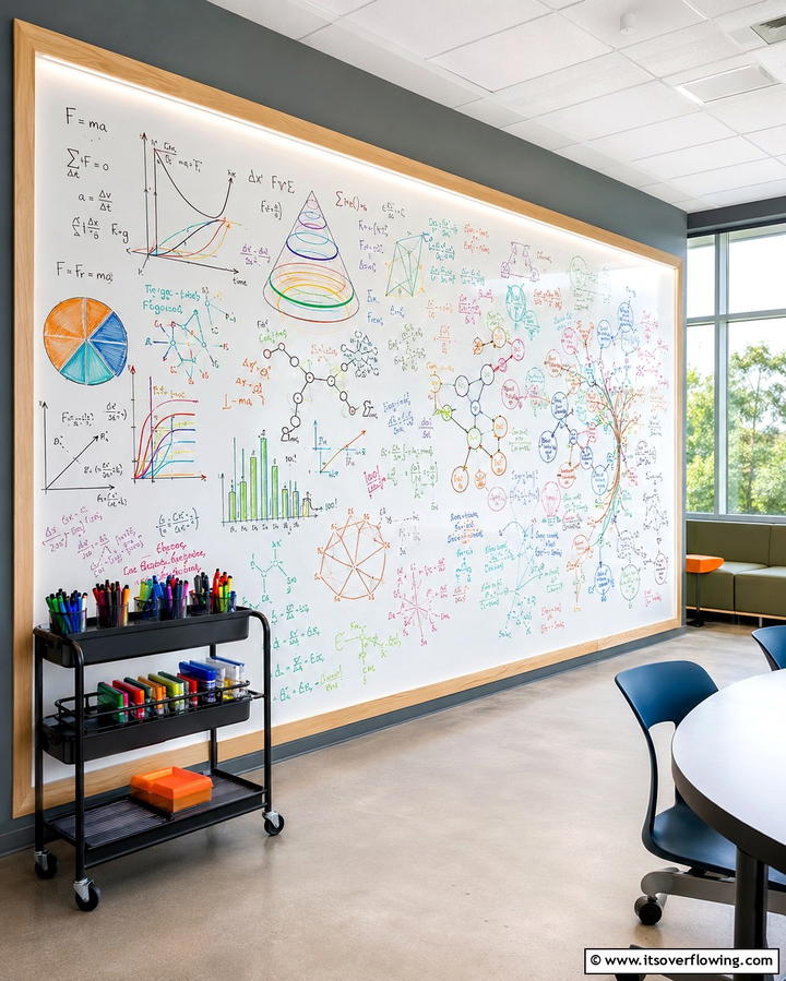 Custom Whiteboard Wall - 30 Homeschool Room Ideas- Functional Learning Spaces at Home