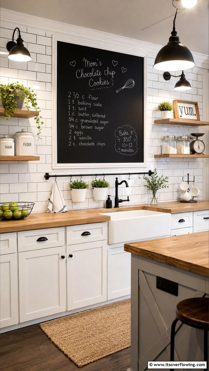 Customizable Chalkboard Surface - 21 Modern White Kitchen Backsplash Ideas for Style