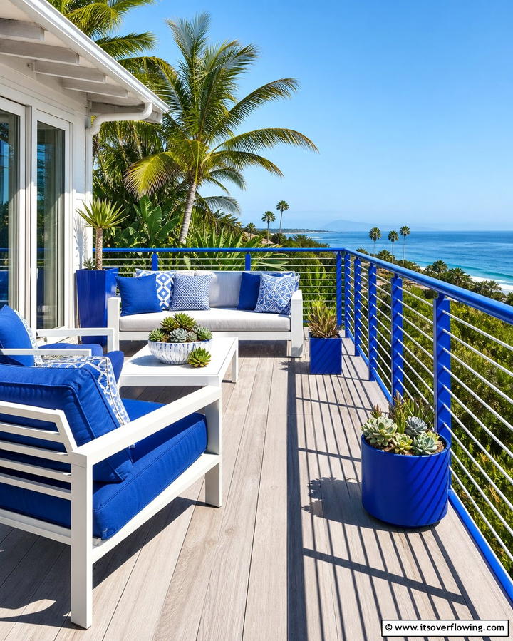 Customizable Color Accents - 30 Modern Metal Deck Railing Ideas for Stylish Outdoor Spaces
