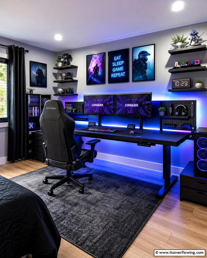 Customizable Desk Setup - 25 Boys Gaming Bedroom Ideas for the Ultimate Gaming Setup