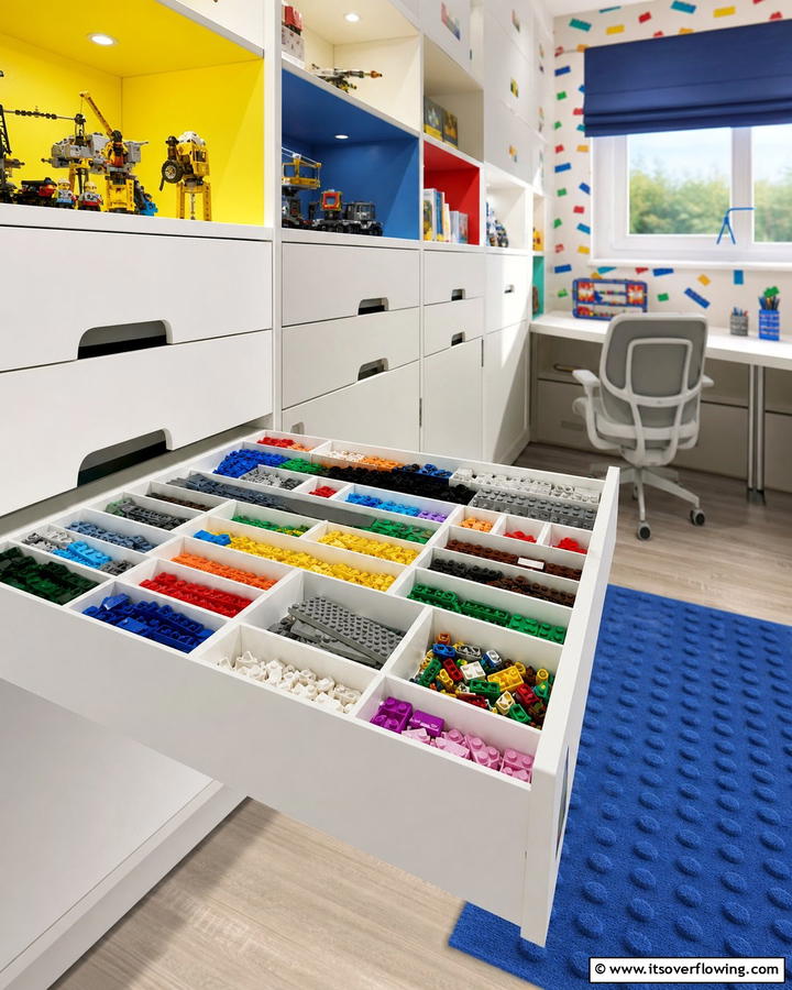 Customizable Drawer Dividers - 30 Creative Lego Storage Ideas to Organize Kids’ Spaces