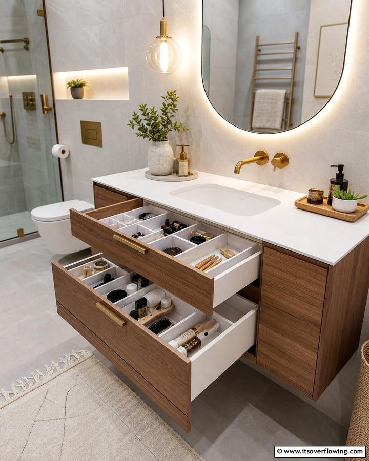 Customizable Drawer Dividers for Organized Cabinets - 21 Small Bathroom Storage Solutions for Clutter-Free Spaces