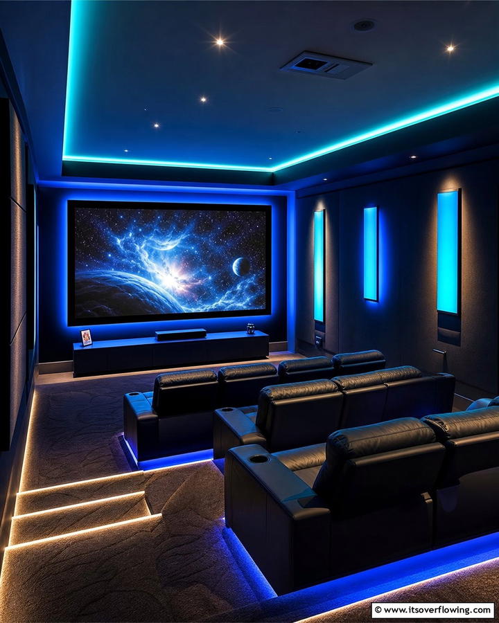 Customizable Environmental Lighting - 30 Home Theater Ideas- Immersive Entertainment Spaces