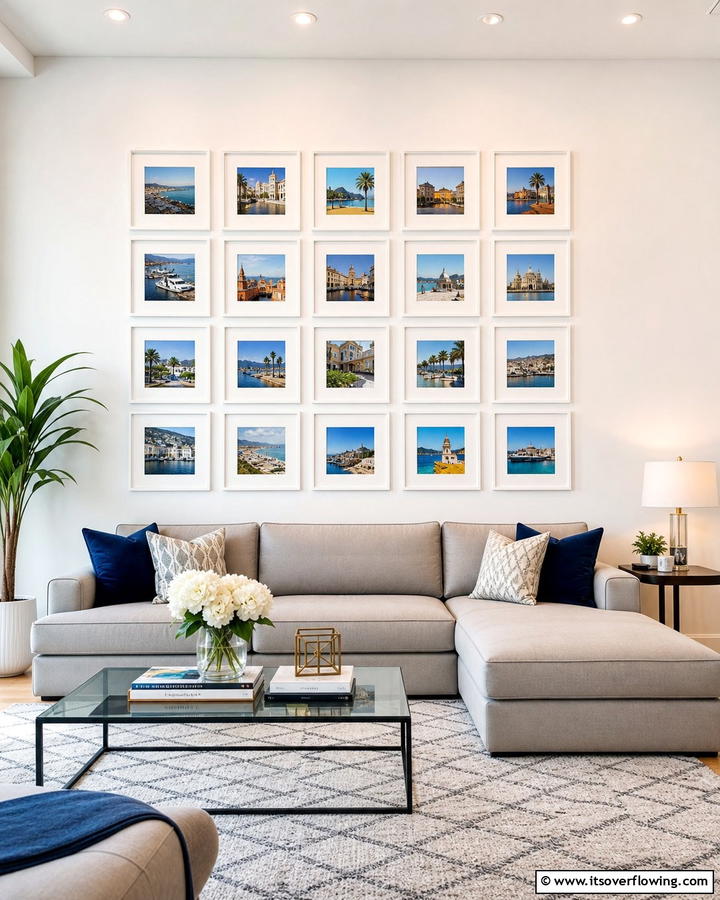 Customizable Grid Layout Display - 21 Photo Wall Arrangements for Personalized Home Galleries
