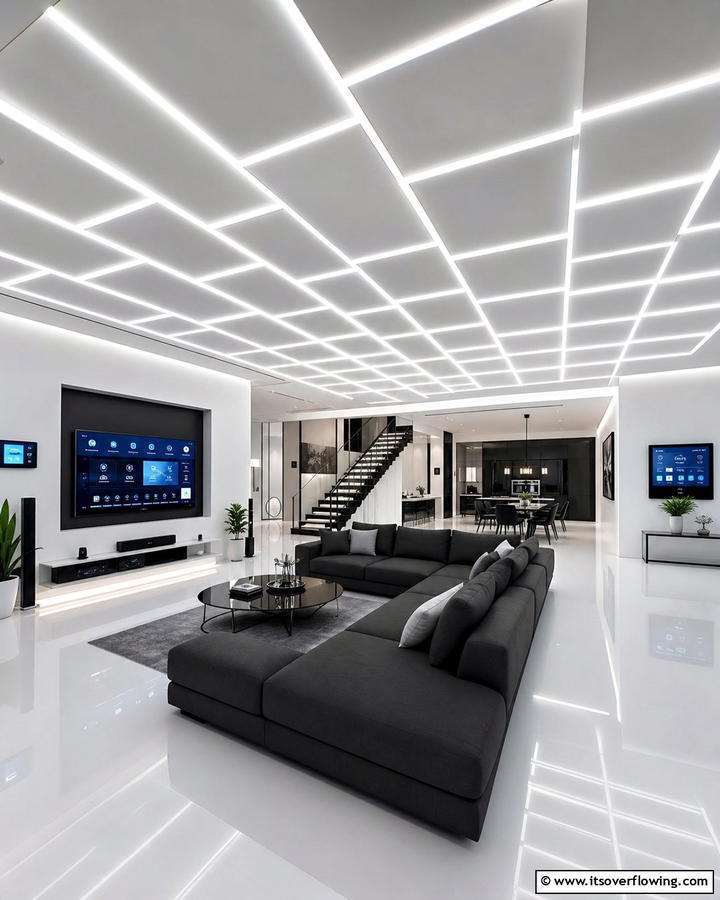 Customizable LED Ceiling Designs - 21 Living Room Ceiling Ideas to Elevate Your Space