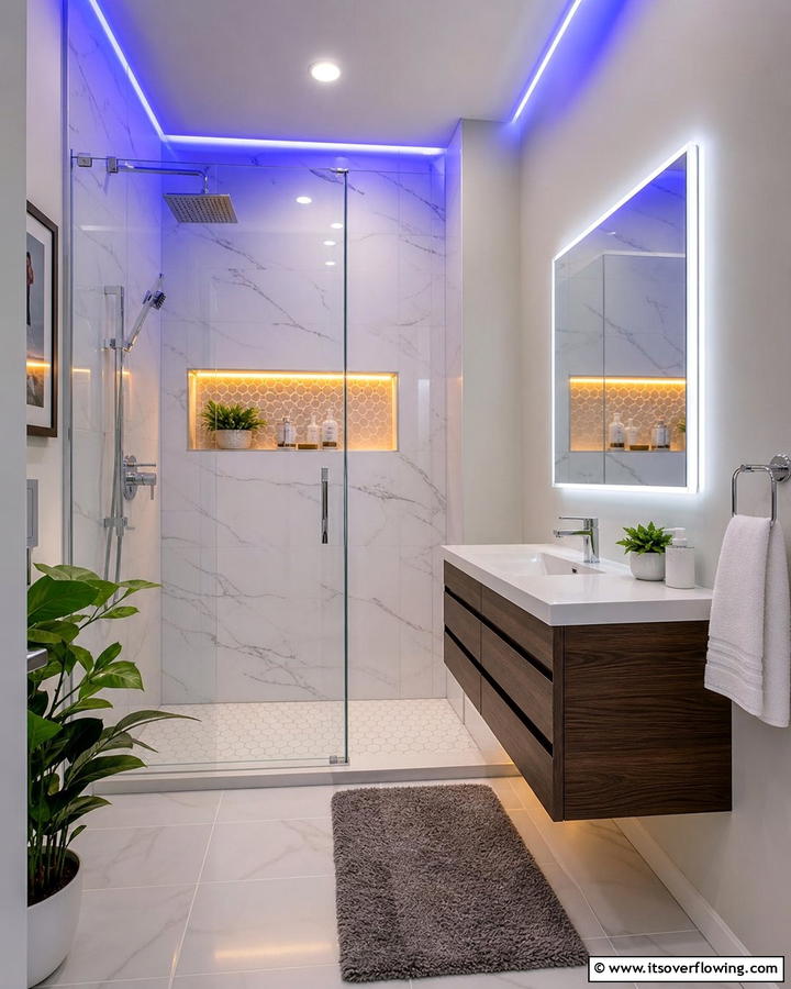 Customizable LED Lighting - 21 Small Shower Design Ideas for Stylish Functionality