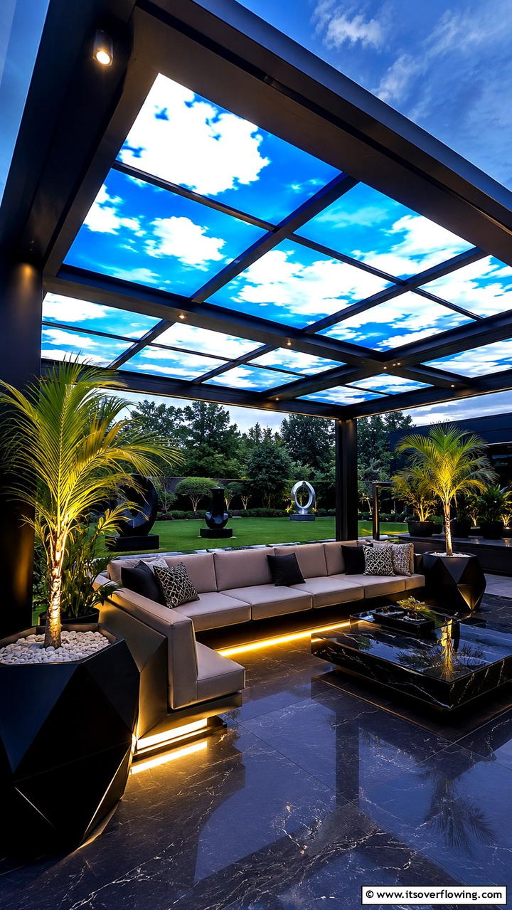 Customizable LED Panels - 30 Gazebo Lighting Ideas- Ambient Outdoor Illumination
